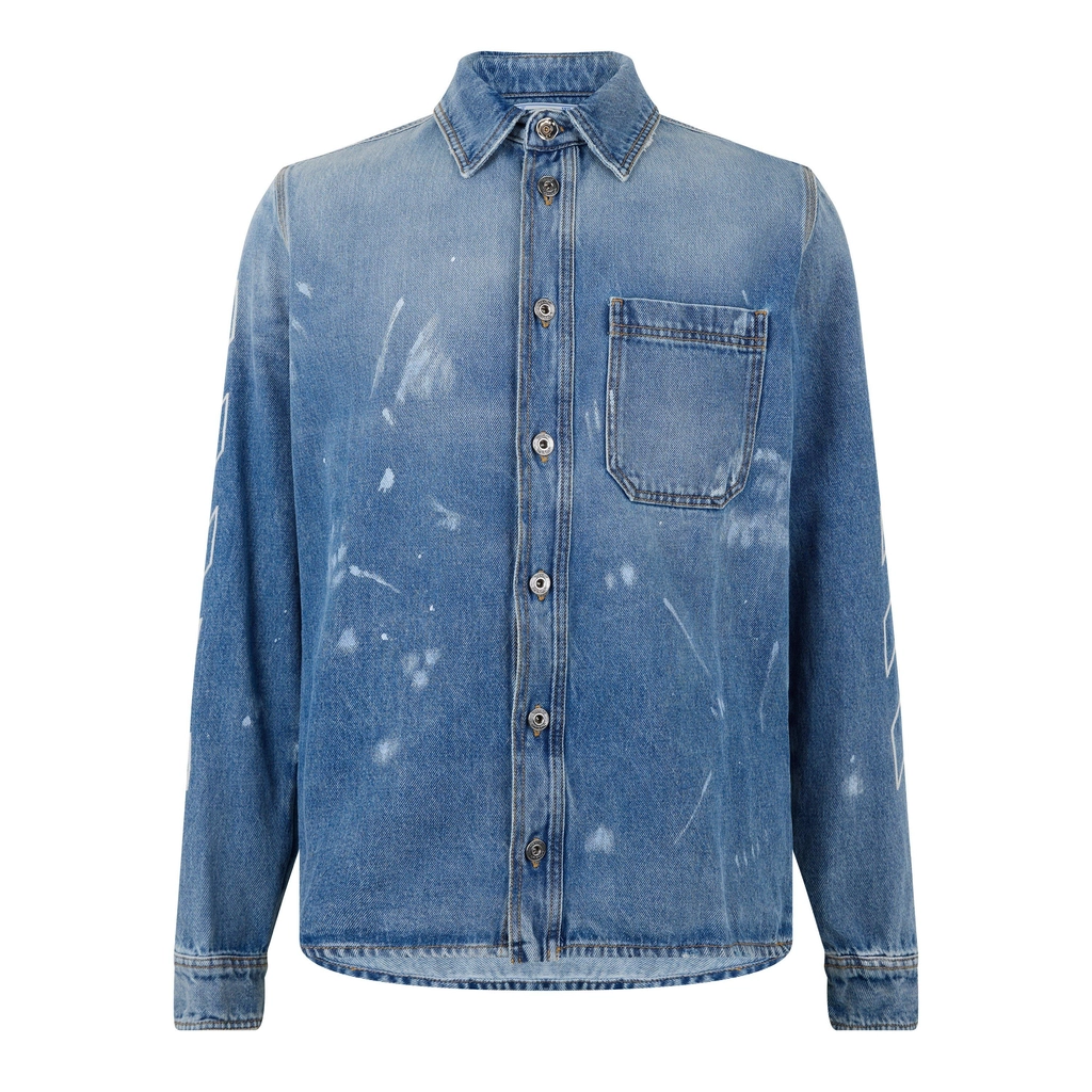 Off White Diagonal Shirt Jacket - Vintage Bl